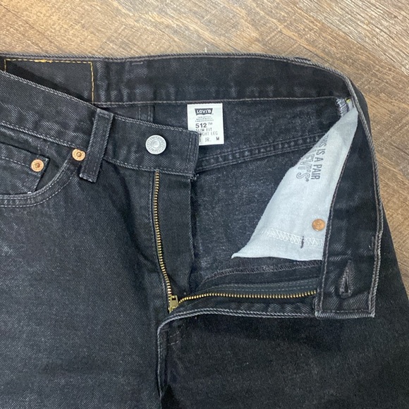 1999 VINTAGE LEVI’S 512 SLIM FIT STRAIGHT LEG HIGH WAISTED CREASED BLACK WASHED - Picture 10 of 16